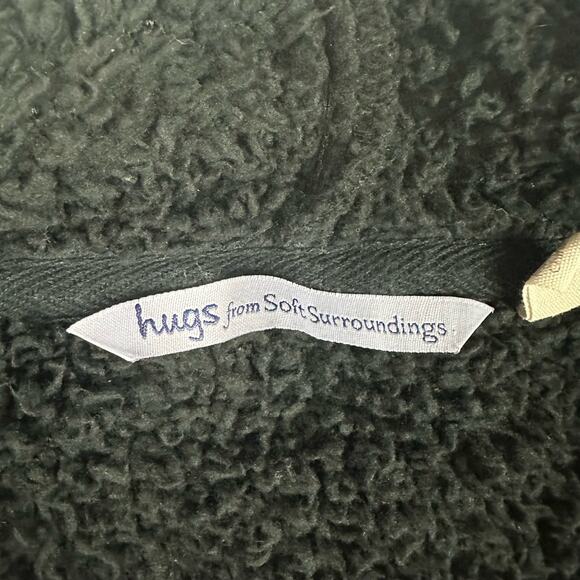 Hugs From Soft Surroundings Size S Cardigan Black Fleece Button Front Pocket - Picture 5 of 7